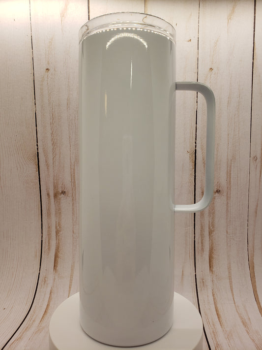 20oz Handled Skinny Tumbler White - Custom